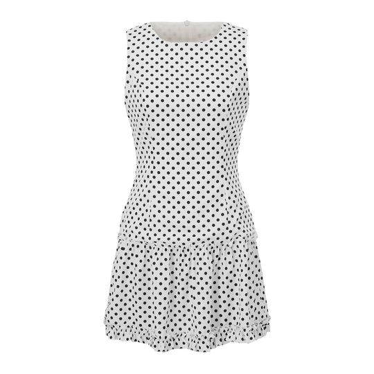 Damen Freizeitkleid mit Punkten und Rüschendetail EB