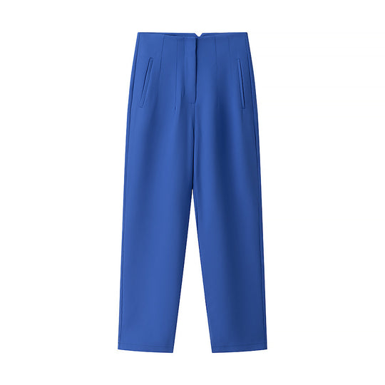 Damen elegante Hochbundhose mit feinen Falten und praktischen Taschen EB