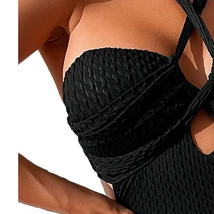 Damen Eleganter Schnitt Badeanzug mit raffinierten Rüschendetails EB