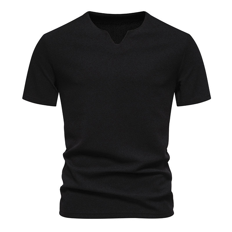 Herren Kurzarm T-Shirt mit modernem V-Ausschnitt und atmungsaktiver Struktur EB
