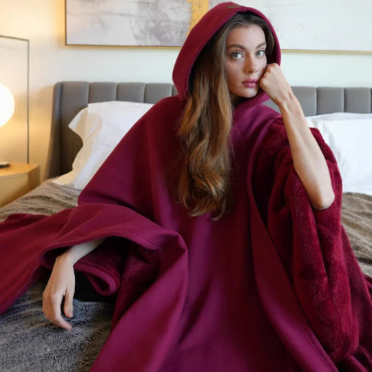 Unisex nan Kapuzen-Poncho Kuscheldecke mit weichem Futter und großzügigem Oversize-Schnitt EB