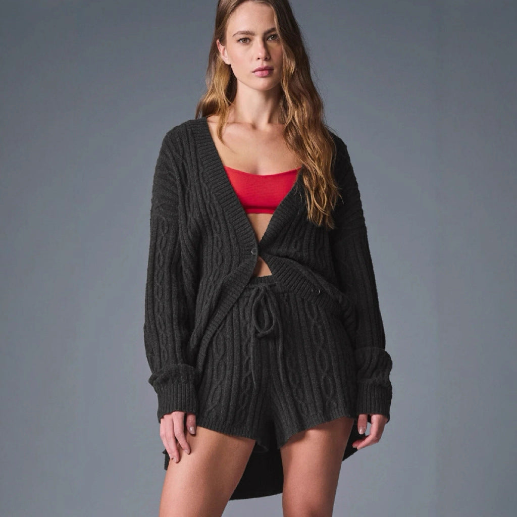 Damen Grobstrick Cardigan mit lässigem Schnitt und weichen Ärmeln EB