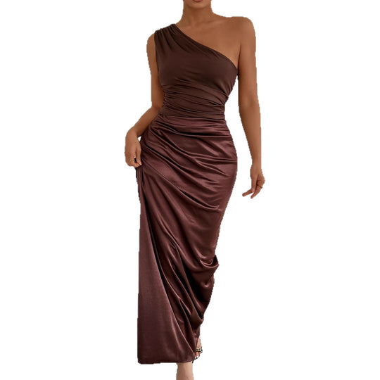 Damen Elegantes und figurbetontes Abendkleid mit asymmetrischem Ausschnitt EB