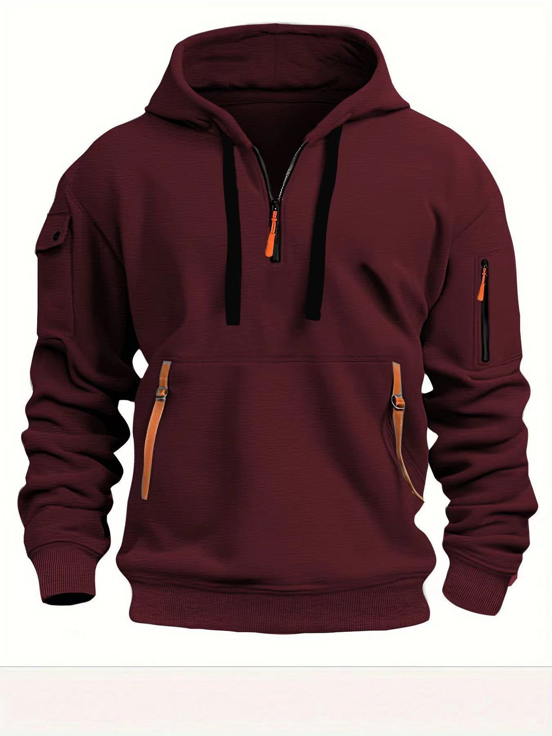 Herren Praktischer Kapuzenpullover mit seitlichem Reißverschluss und vielseitigen Taschen EB