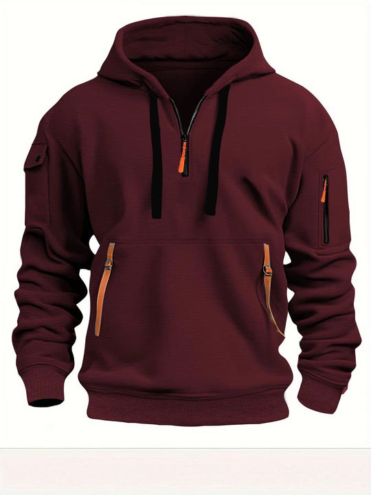 Herren Praktischer Kapuzenpullover mit seitlichem Reißverschluss und vielseitigen Taschen EB