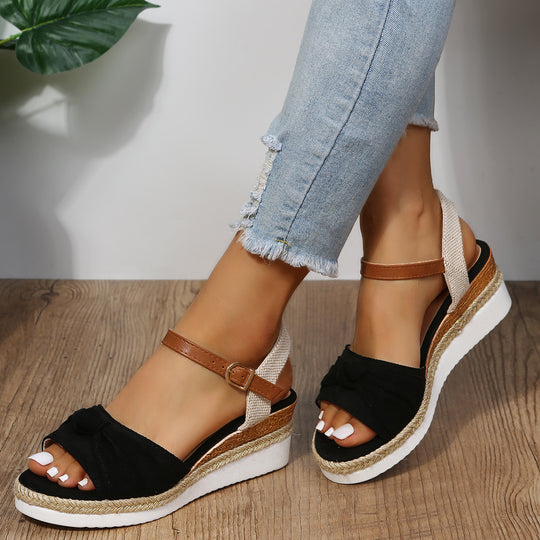 Damen Wedge-Sandalen mit modischem Knoten-Detail EB