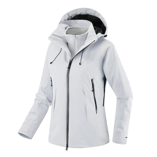 Damen Multikomfort Softshelljacke mit herausnehmbarem Fleece-Inlay und verstellbarer Kapuze EB