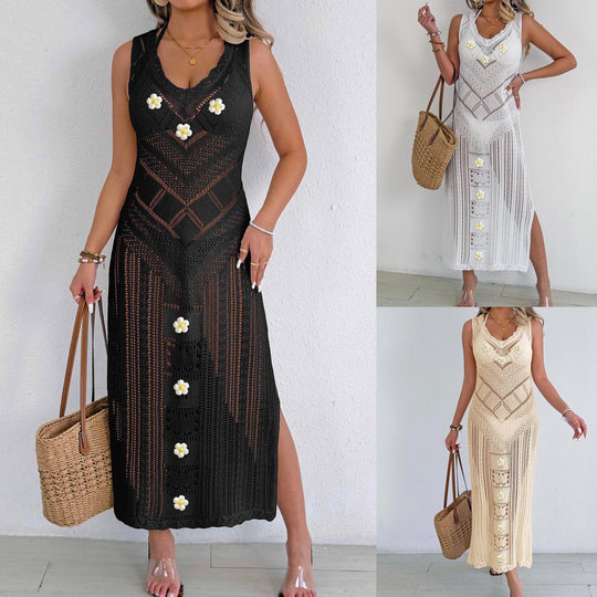 Damen Häkel-Kleid mit floralem Design EB