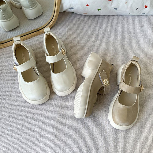 Damen modische Mary Jane Schuhe mit dekorativer Schnalle und komfortabler Sohle EB