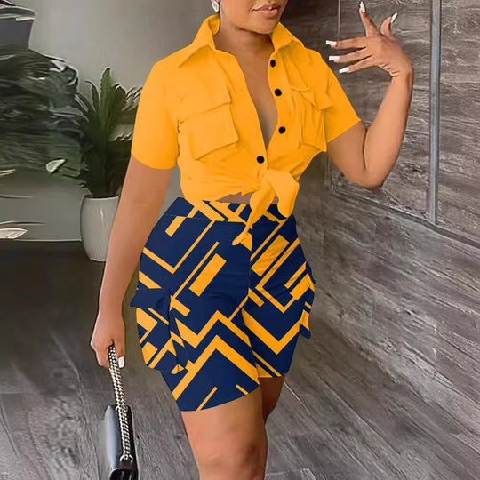 Damen Freizeit Set mit modischem Hemd und stylischen Shorts EB