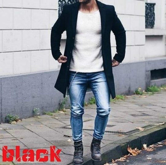 Herren eleganter und lässiger Langmantel aus hochwertigem Material EB