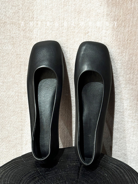 Damen elegante Ballerinas mit schickem Quadratfuß und glänzender Oberfläche EB
