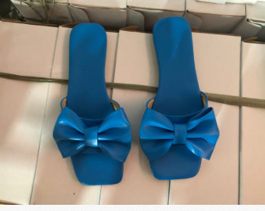 Damen Bequeme Schlappen mit großem Schleifen-Detail EB