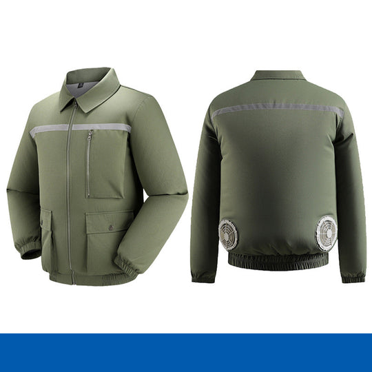 Herren nan belüftete Kühlarbeitsjacke mit seitlichen USB-Lüftern, reflektierendem Bruststreifen und multifunktionalen Taschen EB