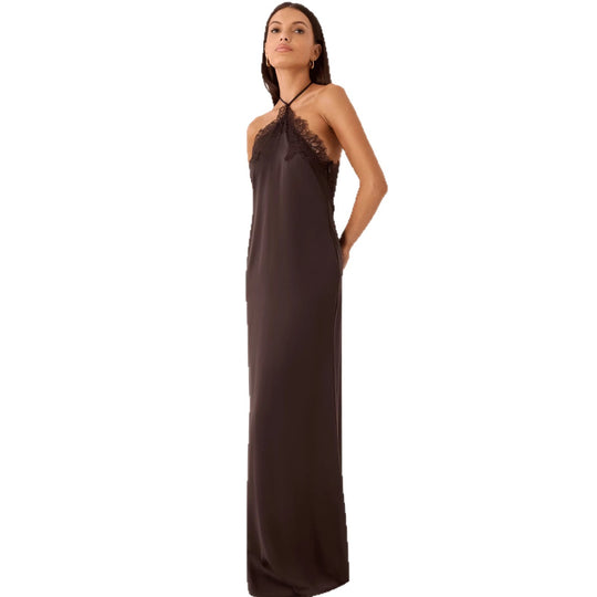 Damen Elegantes Maxikleid mit raffiniertem Spitzen-Bustier und fließendem Stoff EB