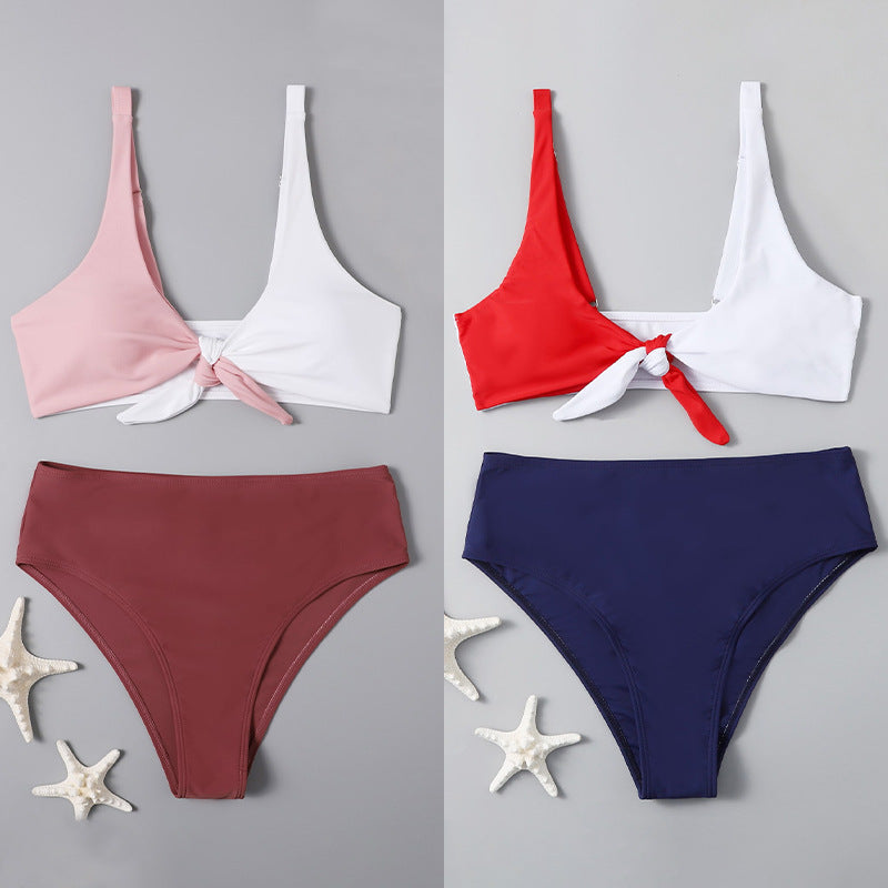 Damen Bikini-Set mit innovativem Knoten-Design und hoch geschnittenem Höschen EB