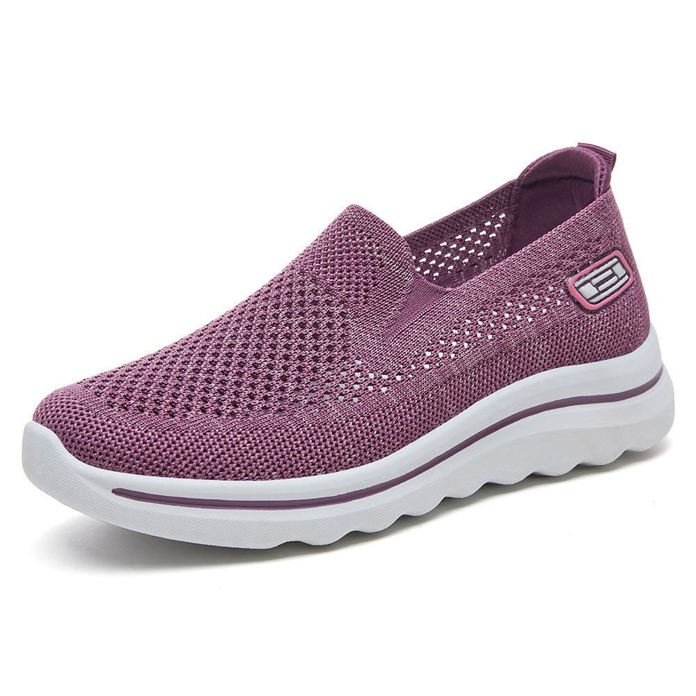 Damen Atmungsaktive Slip-On Sneakers mit elastischer Strickoberfläche EB