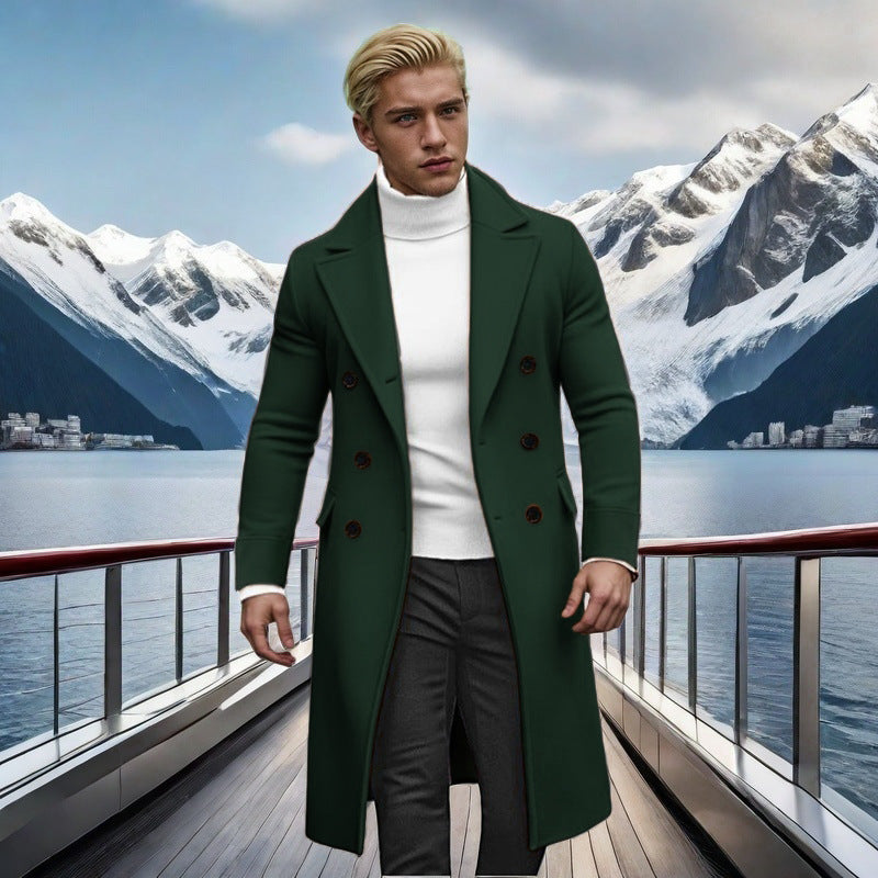 Herren eleganter doppelt-knopf Mantel mit hohem Kragen EB