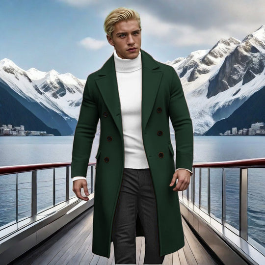 Herren eleganter doppelt-knopf Mantel mit hohem Kragen EB