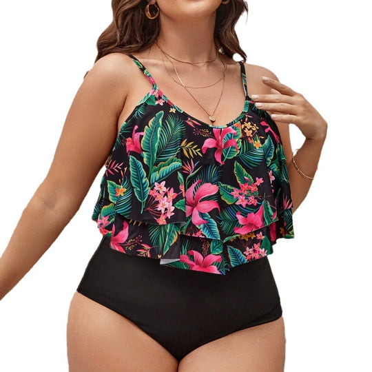 Damen Tankini-Set mit floralem Volantschnitt EB