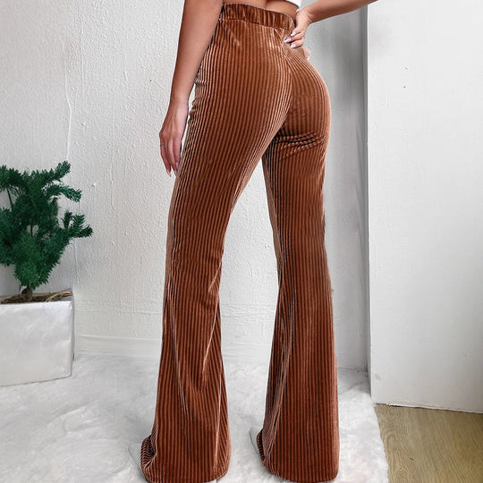 Damen weite Cord-Palazzo-Hose mit elastischem Bund und angenehmer Textur EB