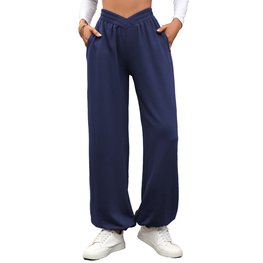Damen bequeme Palazzo-Hose mit elastischem Bund und Seitentaschen EB