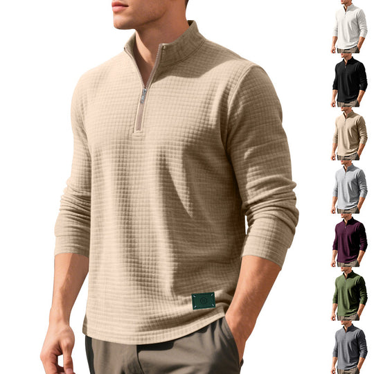 Herren Pullover mit Reißverschluss und strukturiertem Design EB