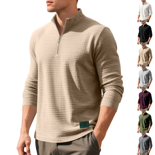 Herren Pullover mit Reißverschluss und strukturiertem Design EB