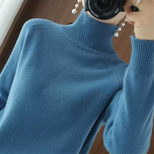Damen weicher Rollkragenpullover aus feiner Merinowolle EB