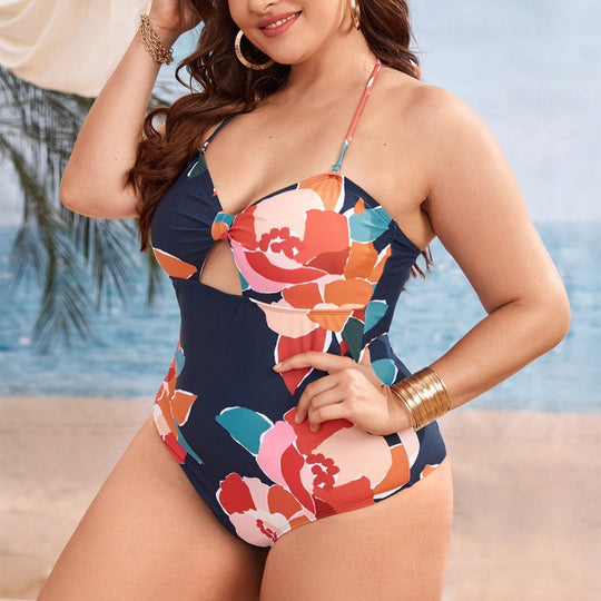 Damen Einteiler Badeanzug mit floralem Cut-Out und verstellbaren Trägern EB