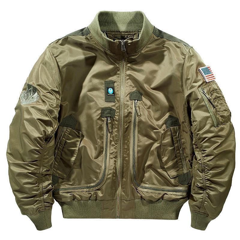 Herren Flieger-Bomberjacke mit multifunktionalen Reißverschluss- und Utility-Taschen EB