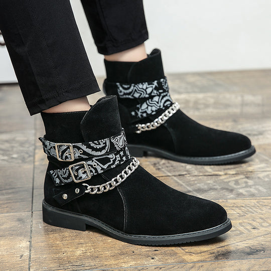 Damen Stiefeletten mit modischen Riemen und Kettenakzenten EB