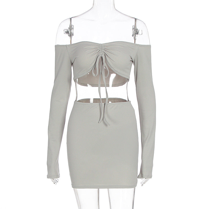 Damen Off-Shoulder Mini-Kleid mit versehentlichen Cut-Outs und Raffung EB