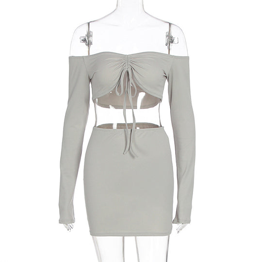 Damen Off-Shoulder Mini-Kleid mit versehentlichen Cut-Outs und Raffung EB