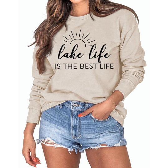 Damen Sweatshirt mit kreativem Druck und lässiger Passform EB
