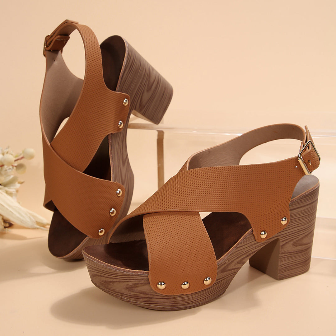 Damen Sandalen mit Holzabsatz EB
