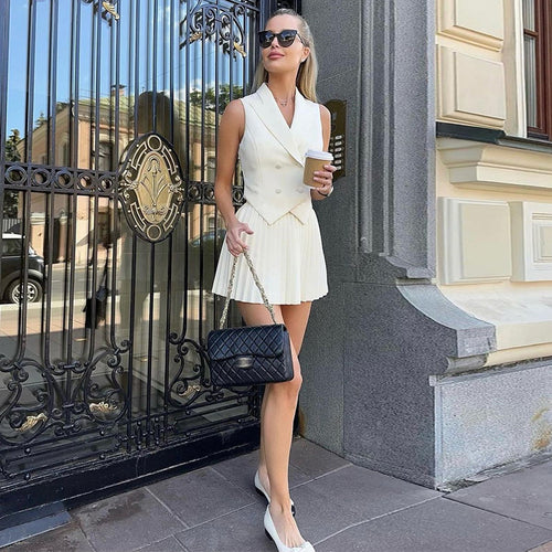Damen Plissee Wickelkleid mit tailliertem Schnitt und Jäckchen EB