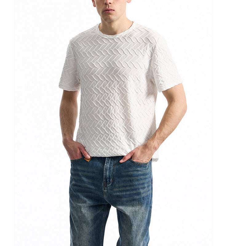 Herren T-Shirt mit strukturiertem Muster und lässiger Passform EB