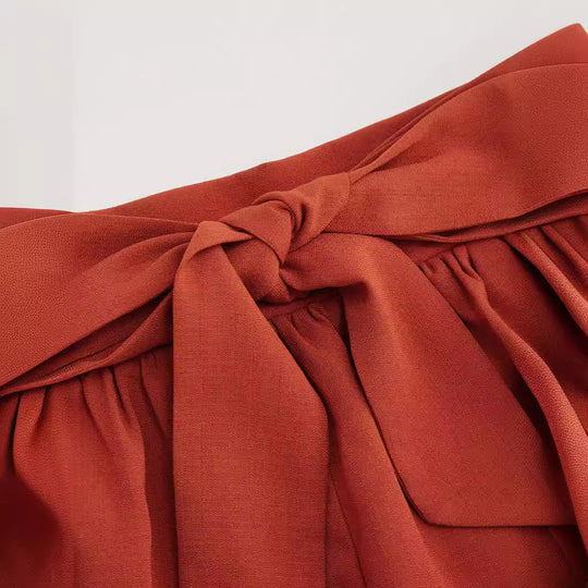 Damen Modische Wickelhose mit Bindegürtel EB