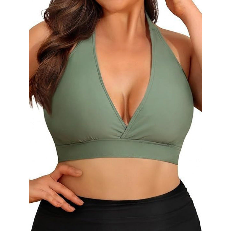 Damen Triangel-Bikini-Oberteil mit tiefem V-Ausschnitt und verstellbaren Trägern EB