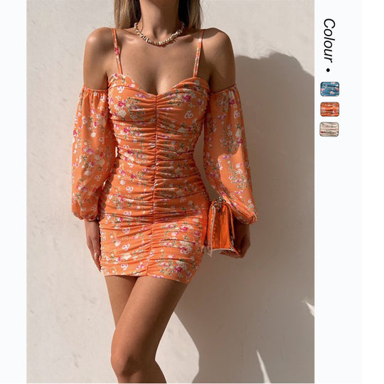 Damen Kurzarmkleid mit verspielten Rüschendetails und schulterfreiem Schnitt EB