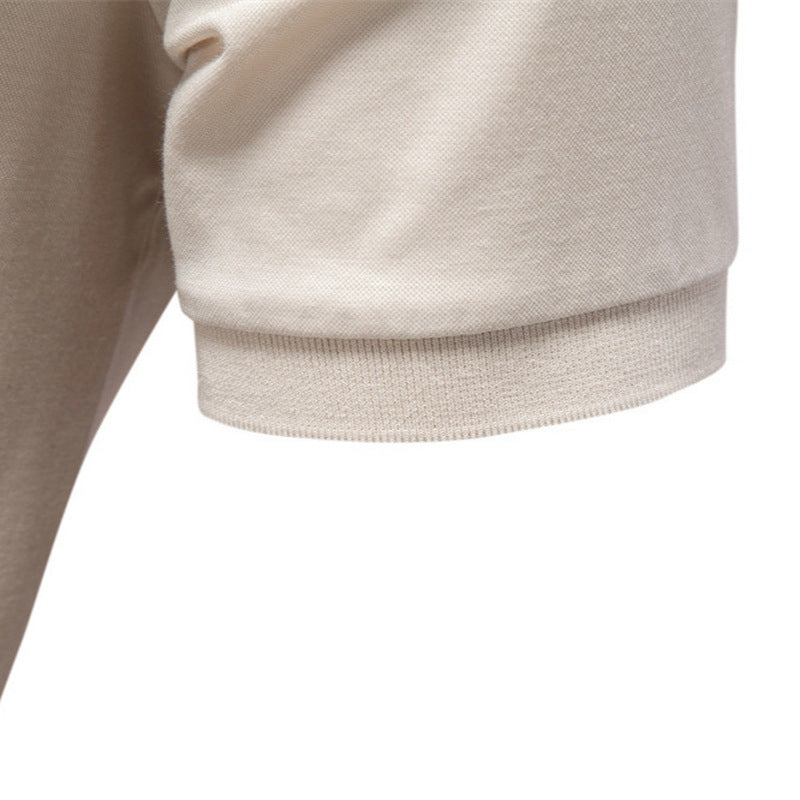 Herren nan feinstrickiges Kurzarm-Poloshirt mit offenem V-Kragen und elastischem Saum EB
