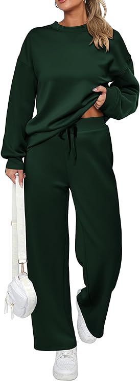 Damen nan zweiteiliges French-Terry Lounge-Set mit oversized Rundhals-Pullover und weitem Highwaist-Jogger EB