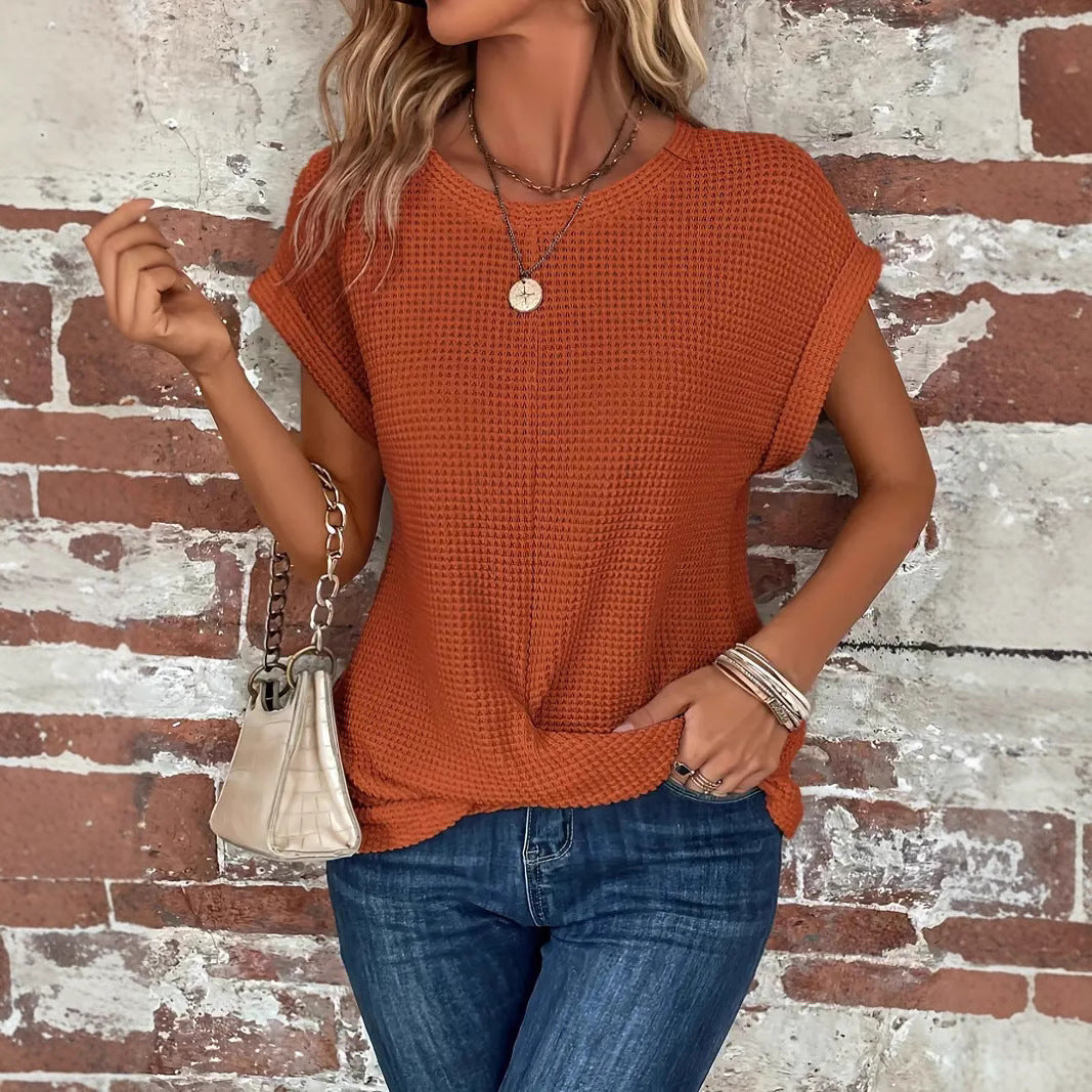 Damen lässiges Waffelstrickshirt EB