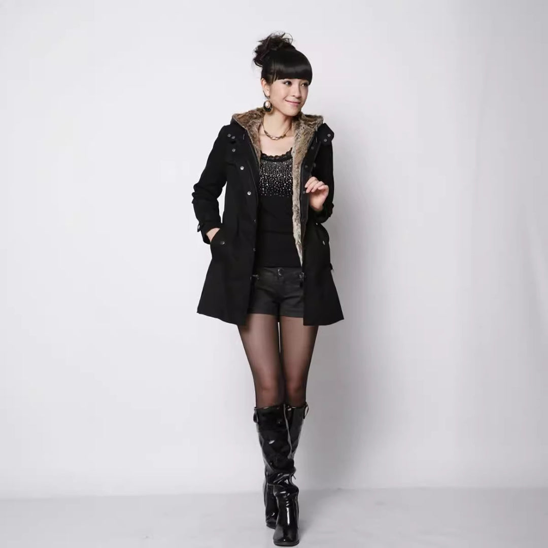 Damen Warm gefütterte Outdoor-Jacke mit Kapuze EB