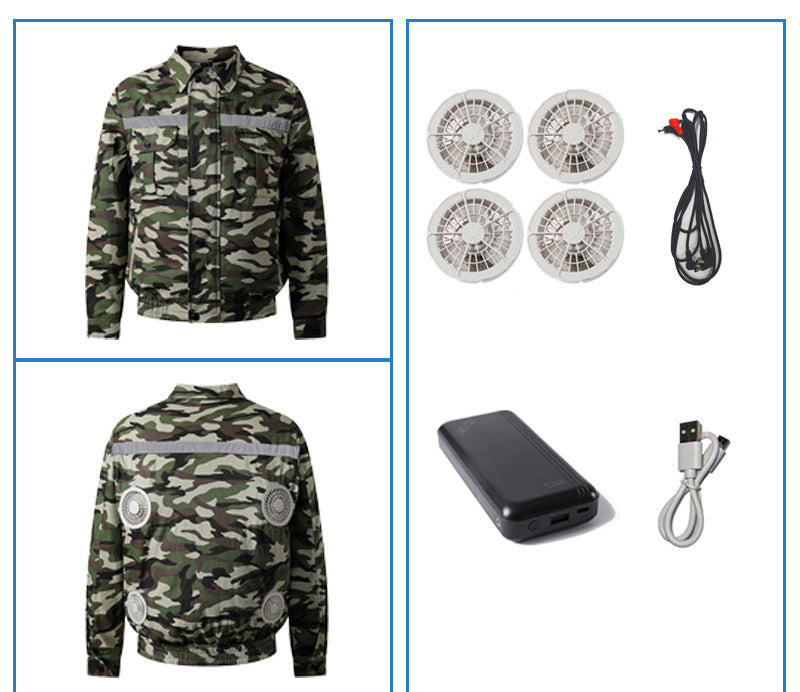 Unisex nan Arbeitskühljacke mit vier integrierten USB-Lüftern, verstellbarem Bund und atmungsaktivem Material R&B