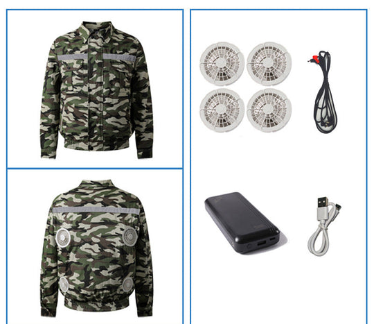Unisex nan Arbeitskühljacke mit vier integrierten USB-Lüftern, verstellbarem Bund und atmungsaktivem Material R&B