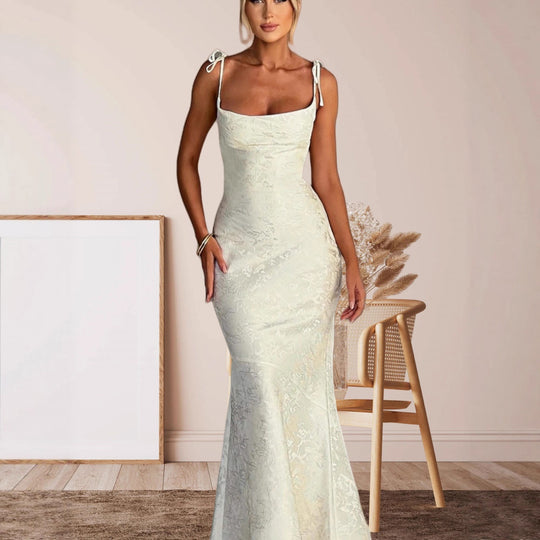 Damen Elegantes Maxikleid mit verführerischen Spaghettiträgern EB
