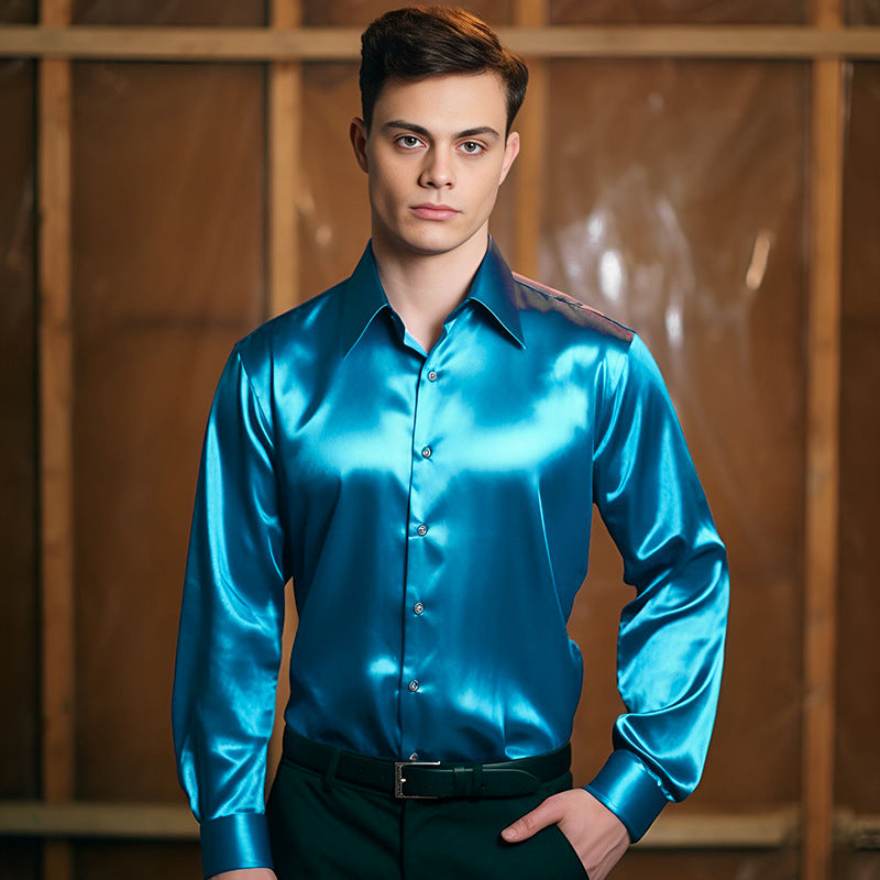 Herren elegante und glänzende Hemd EB