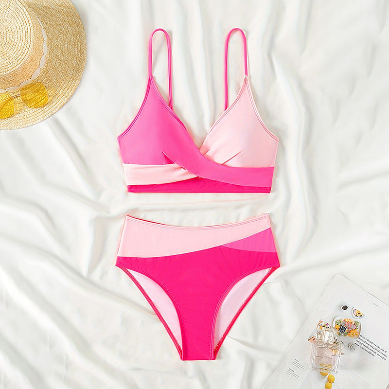 Damen Bikiniset mit modernem Wickeldesign und hoch tailliertem Schnitt EB